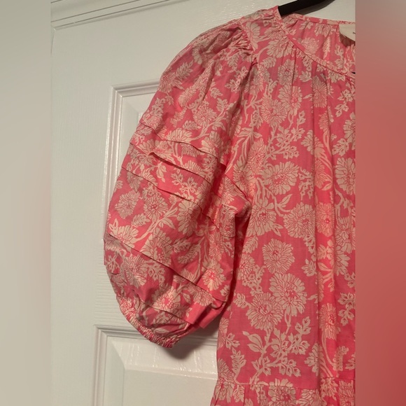 The GREAT.  Bright Rouge Wild Brush Floral The Pleated Ravine Dress - Picture 10 of 11